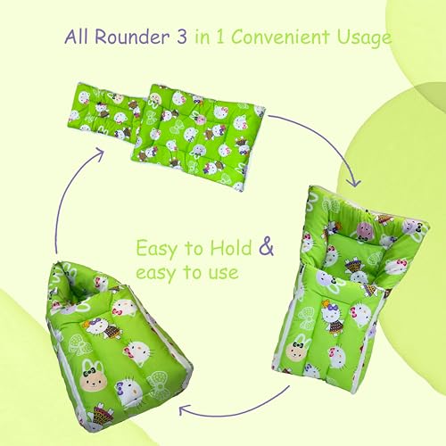 Infantbond Born Baby Combo of Bed with Net & Carry Bag(0-6 Months) (Green Teddy) - Image 5