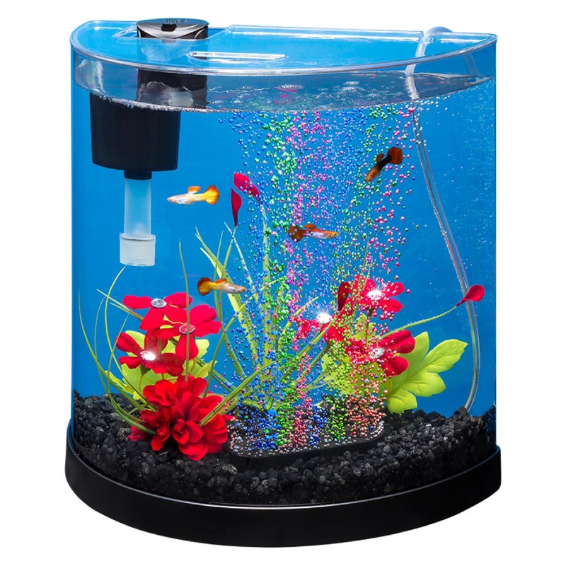 Tetra 3 Gallon Small Fish Tank, Aquarium Starter Kit, with Filter, Air pump, & Color Changing Light, Half Moon shape, for Gold Fish & Betta - Image 3