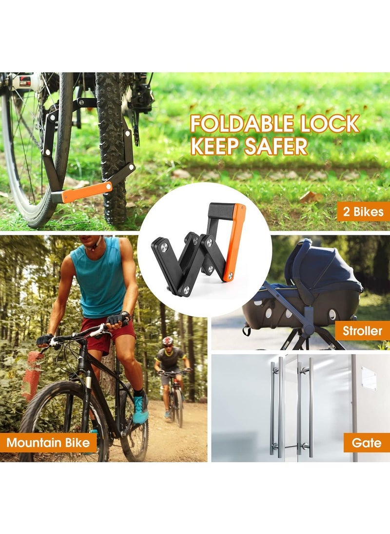 Generic - Compact Folding Bike Lock with 3 Keys, 2.06 Ft Anti Theft Security Bicycle Locks, Super Strong Foldable Lock, Chain Bracket for Electric Bikes, Scooters - Image 1