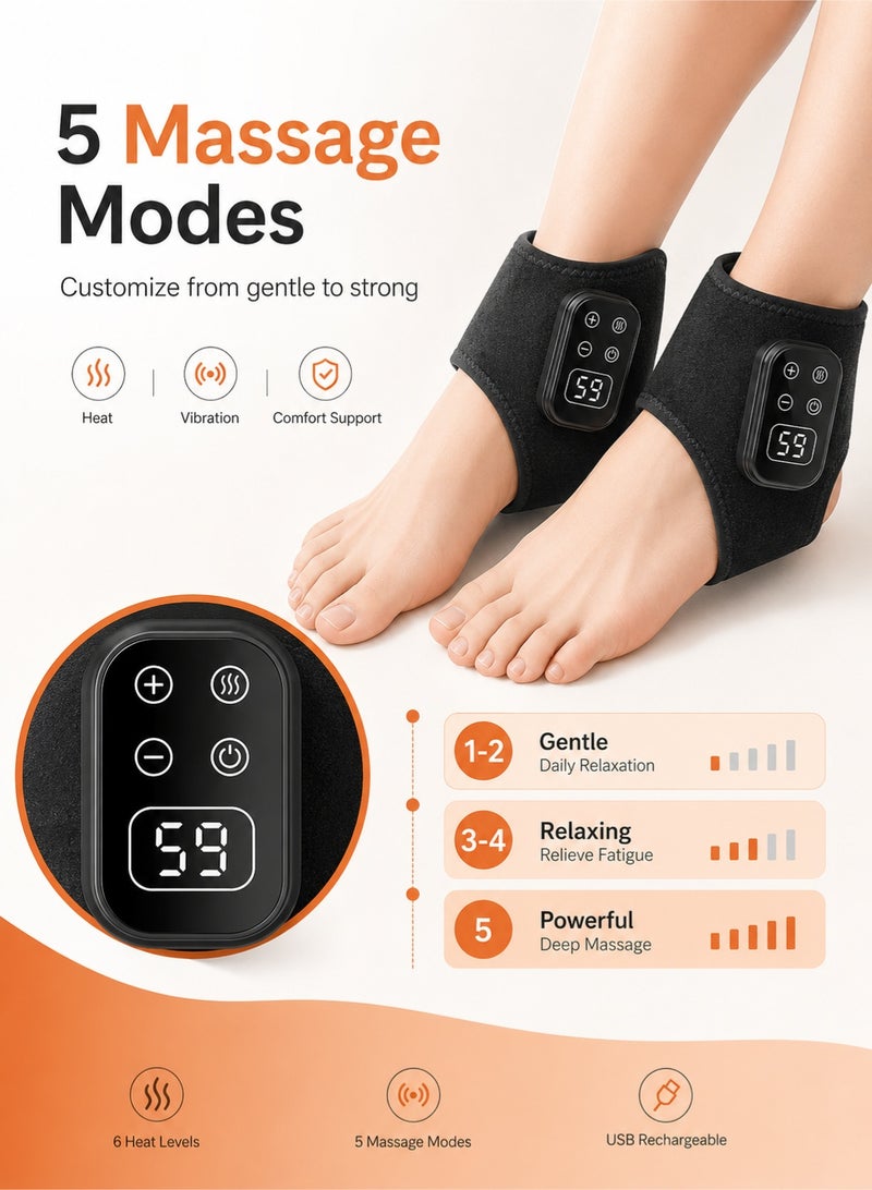PGG Wireless Heated Air Compression Foot & Ankle Massager – 3-in-1 Deep Tissue Vibration Therapy, 6 Heat Levels 5 Massage Modes – Plantar Fasciitis & Achilles Pain Relief Portable Leg Circulation Support - Image 3