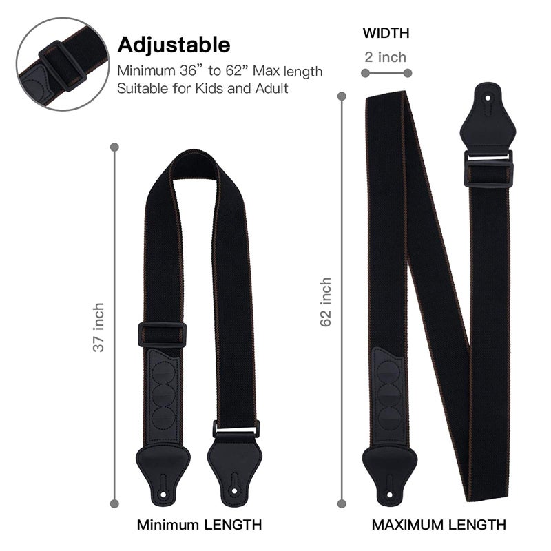 tifanso Guitar Strap, Soft Cotton Straps With 3 Pick Holders, Button Headstock Adaptor, 1 Pair Locks and 3 Picks Set For Electric/Acoustic Guitar - Image 4