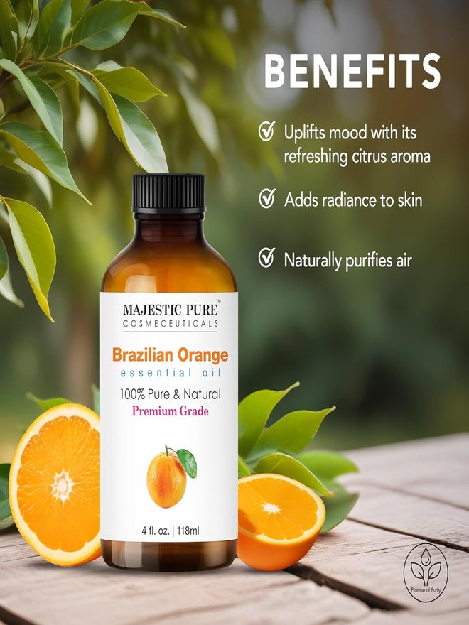 Majestic Pure زيت البرتقال البرازيلي النقي من ماجستيك بيور مع قطارة زجاجية، 118 مل - Image 4