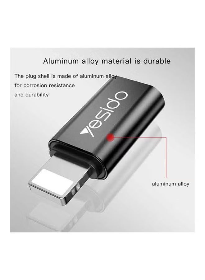 Yesido Type-C To Lightning Connector Adapter Super Fast Charging And Data Transfer Black,  [Slim Design, Side-by-Side Use] Type-C To Lightning Charger Converter Connector, Type-C To Lightning Adapter  Compatible with multiple devices, for charging and data transfer - Image 4