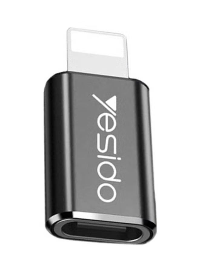 Yesido Type-C To Lightning Connector Adapter Super Fast Charging And Data Transfer Black,  [Slim Design, Side-by-Side Use] Type-C To Lightning Charger Converter Connector, Type-C To Lightning Adapter  Compatible with multiple devices, for charging and data transfer - Image 1