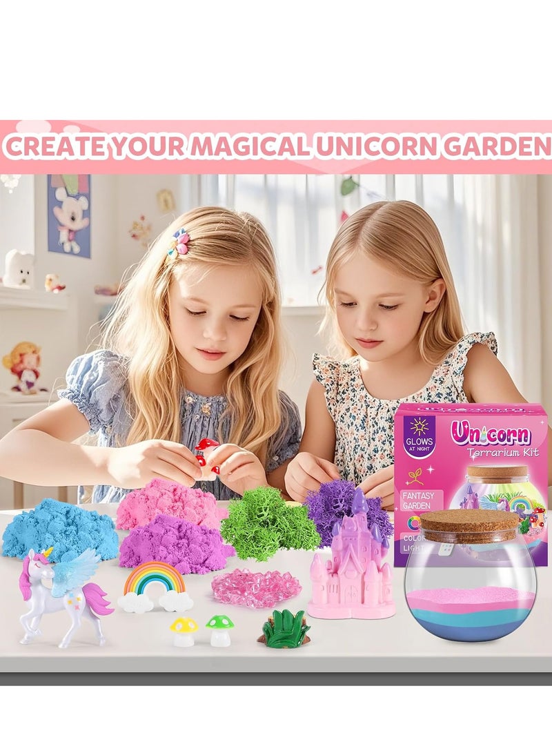 RAKAY Unicorn Terrarium Kit for Kids, Unicorn Toys for Girls Age 4 5 6 7 8-12 Year Old, Birthday Gift for Girls, Arts and Crafts Kit for Kids, DIY Toys with 13-Color Remote LED Night Light - Image 2