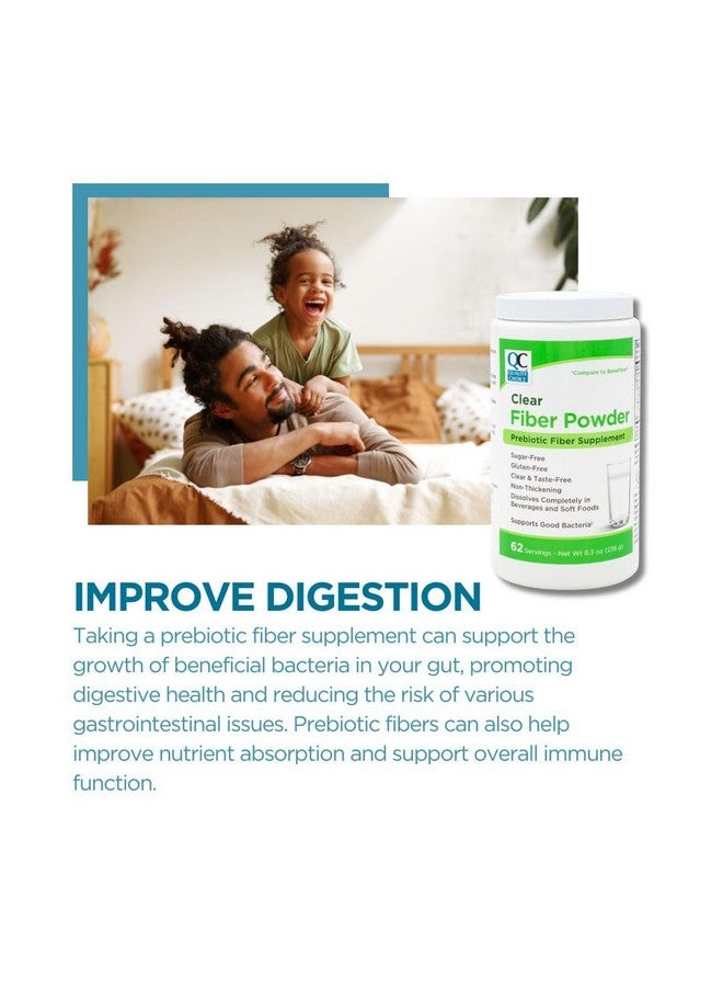 كوالتي تشويس مسحوق مكمل الألياف البريبايوتيك الشفاف عالي الجودة لصحة الجهاز الهضمي - تركيبة خالية من الطعم وغير مسببة للتكاثف - 62 وجبة، 8.3 أونصة - مثالي للبالغين والأطفال من سن 6 سنوات فما فوق مسحوق الألياف اليومي - Image 2