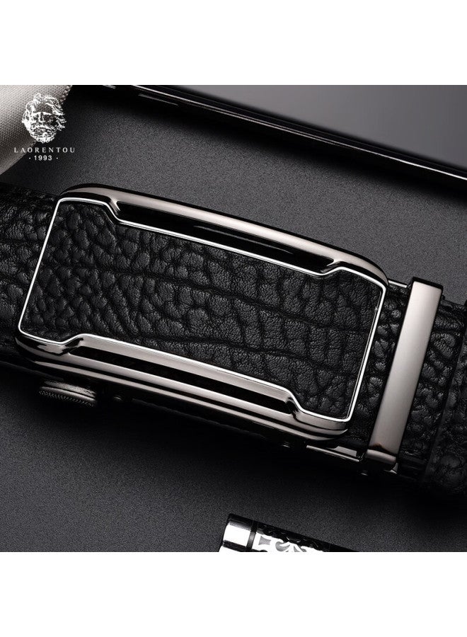 Laorentou Men's Genuine Leather Automatic Buckle Belt Business Casual Men's Belt Simple Middle-aged And Youth Belt Birthday Gift - Image 2