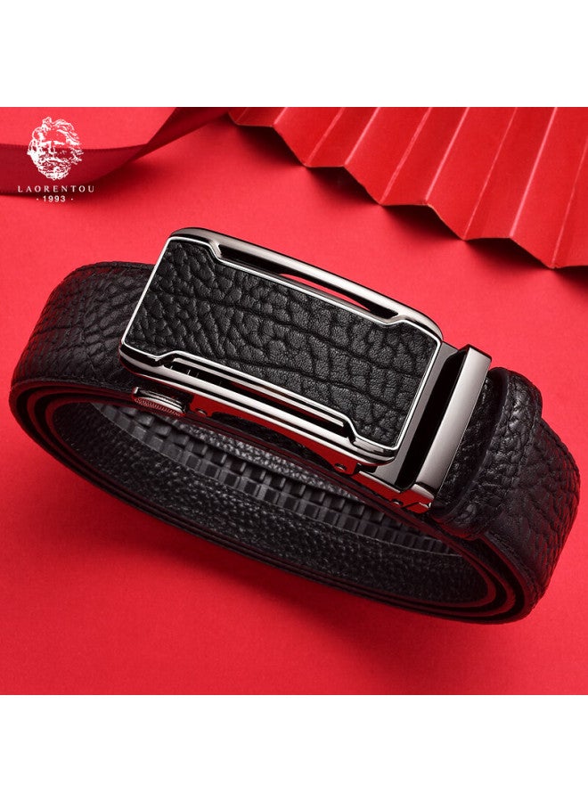 Laorentou Men's Genuine Leather Automatic Buckle Belt Business Casual Men's Belt Simple Middle-aged And Youth Belt Birthday Gift - Image 1