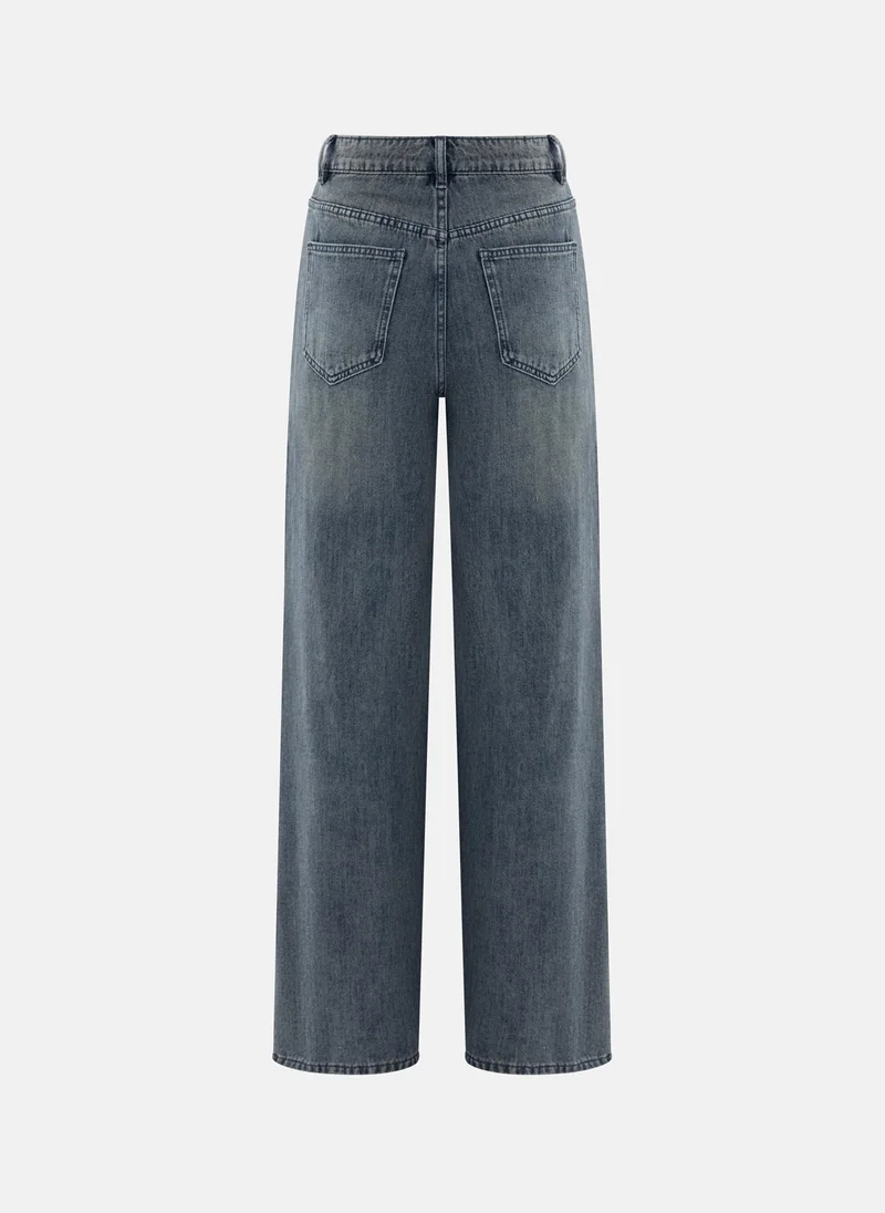 Lichi  Loose distressed jeans with waist ties for Women | Best Price UAE