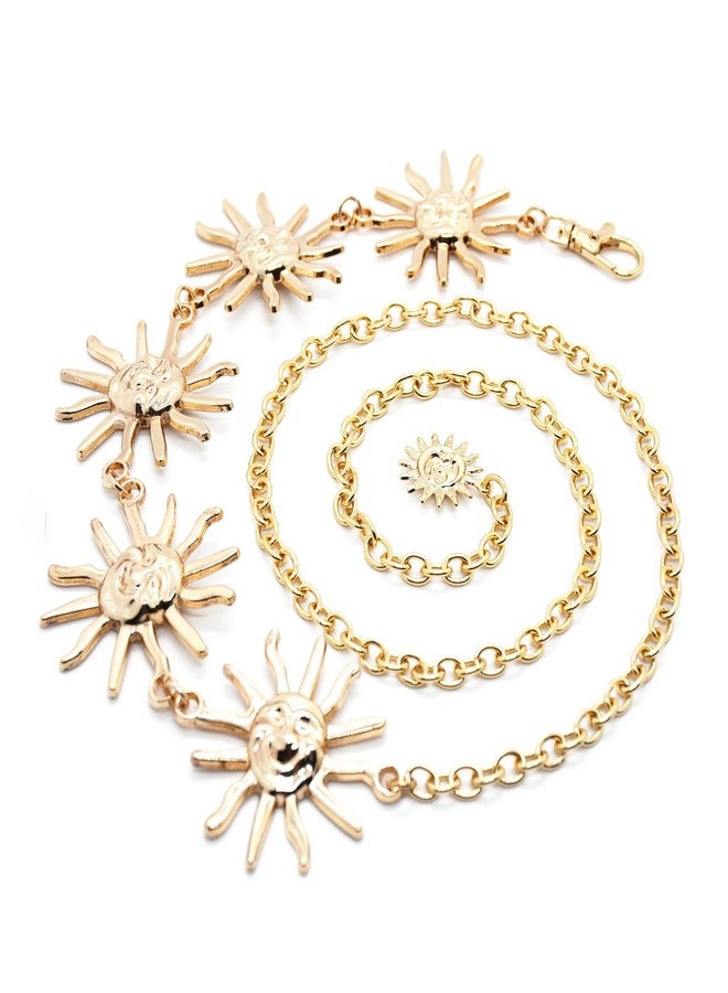 Ralcosuss Women’s Gold Sun Metal Link Waist Chain Belts Dress Belt Rave Body Jewelries Skirt Jeans Accessories - Image 4