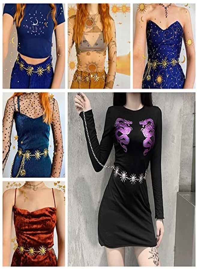 Ralcosuss Women’s Gold Sun Metal Link Waist Chain Belts Dress Belt Rave Body Jewelries Skirt Jeans Accessories - Image 2