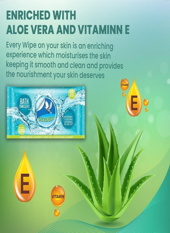 Glider Body Cleansing Wet Bed Bath Wipes for Adults | 4 Packs | 40 Wipes Large, Rinse Free Body Cleansing Wipes | Aloe Vera & Vitamins | Cleanse & Protect - Image 2