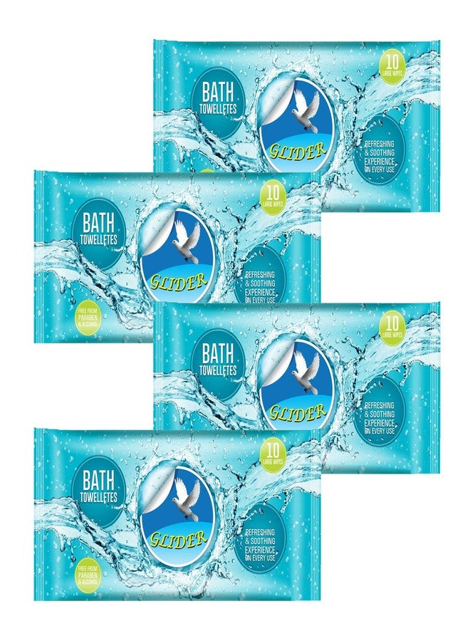 Glider Body Cleansing Wet Bed Bath Wipes for Adults | 4 Packs | 40 Wipes Large, Rinse Free Body Cleansing Wipes | Aloe Vera & Vitamins | Cleanse & Protect - Image 1