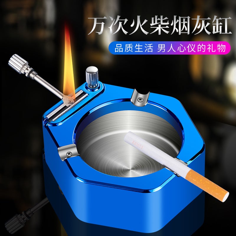 Internet Celebrity Ten Thousand Match Ashtray Living Room Desk Creative Trend Kerosene Lighter Ashtray Formulation Gift - Image 2