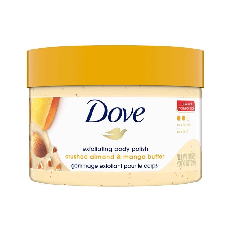 Dove Scrub Crushed Almond & Mango Butter For Silky Smooth Skin Body Scrub Exfoliates & Restores Skin's Natural Nutrients 10.5 oz - Image 1