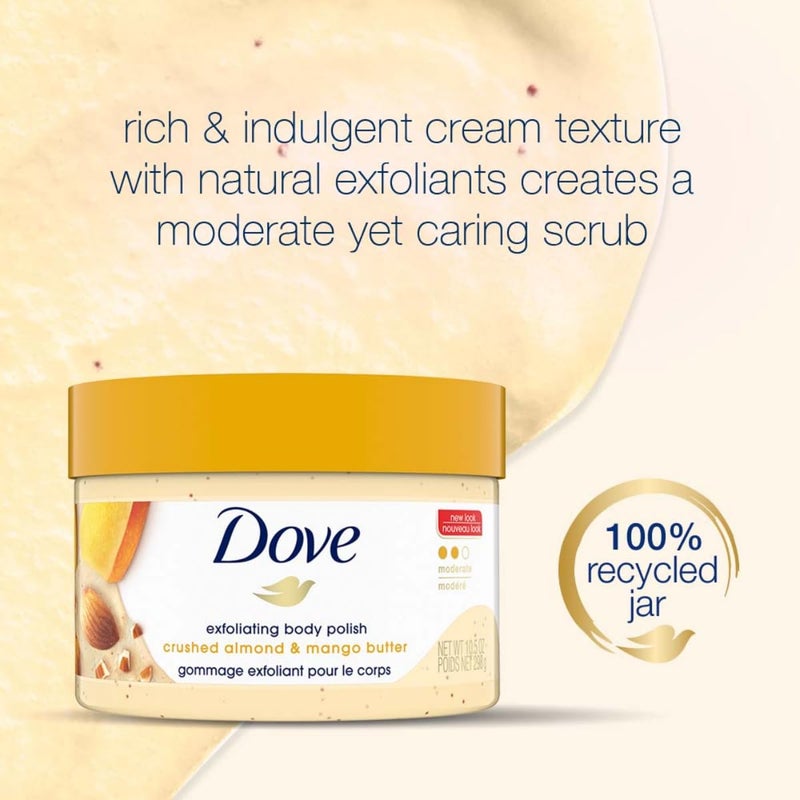 Dove Scrub Crushed Almond & Mango Butter For Silky Smooth Skin Body Scrub Exfoliates & Restores Skin's Natural Nutrients 10.5 oz - Image 5