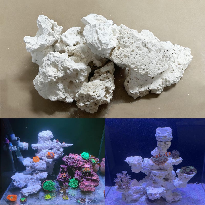 YZHZOM Dry Base Rock for Aquarium White Coral Ornament Sea Base Rocks for Aquarium Aquascaping (7lb,Mix Size & Shape) - Image 1