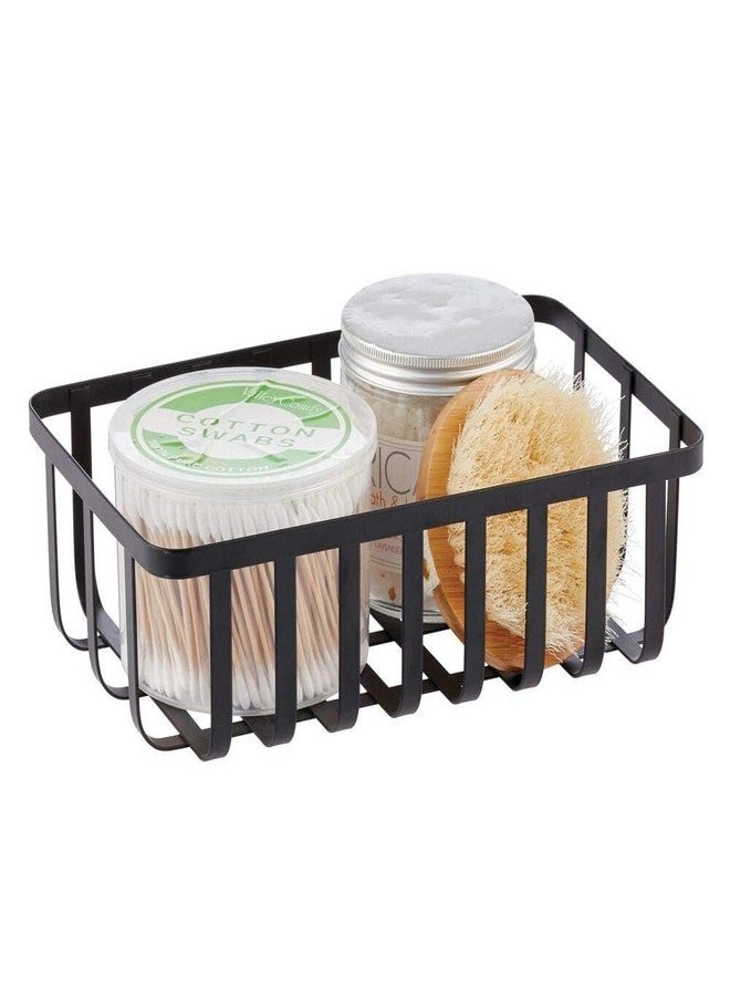 OGFC 28641 Farmhouse Metal Storage Organizer Basket Bin - for Office, Entryway, Closet, Cabinet, Bedroom, Laundry Room, Nursery, Kids Toy Room - Medium, 2 Pack - Black - Image 5