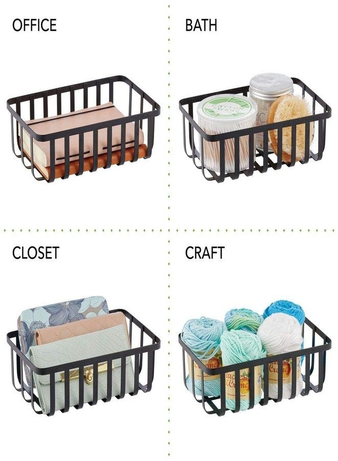 OGFC 28641 Farmhouse Metal Storage Organizer Basket Bin - for Office, Entryway, Closet, Cabinet, Bedroom, Laundry Room, Nursery, Kids Toy Room - Medium, 2 Pack - Black - Image 3