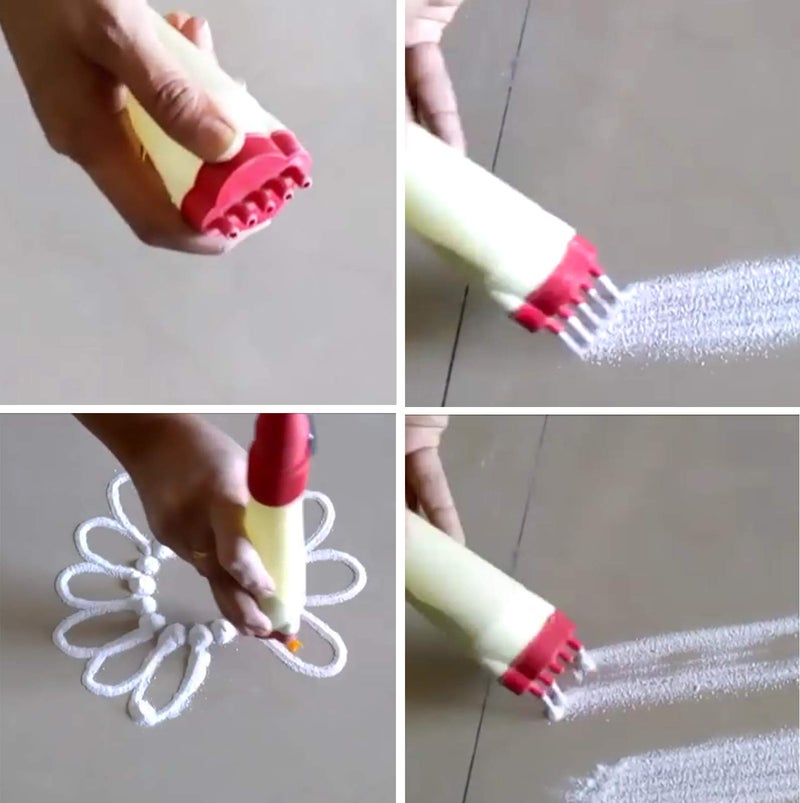 Ascension � Design Creativity Diwali Floor Rangoli Art 6 Rangoli Plastic Filler with 1 Rangoli Outliner Pen Rangoli Making Tool for Rangoli Making - Image 4