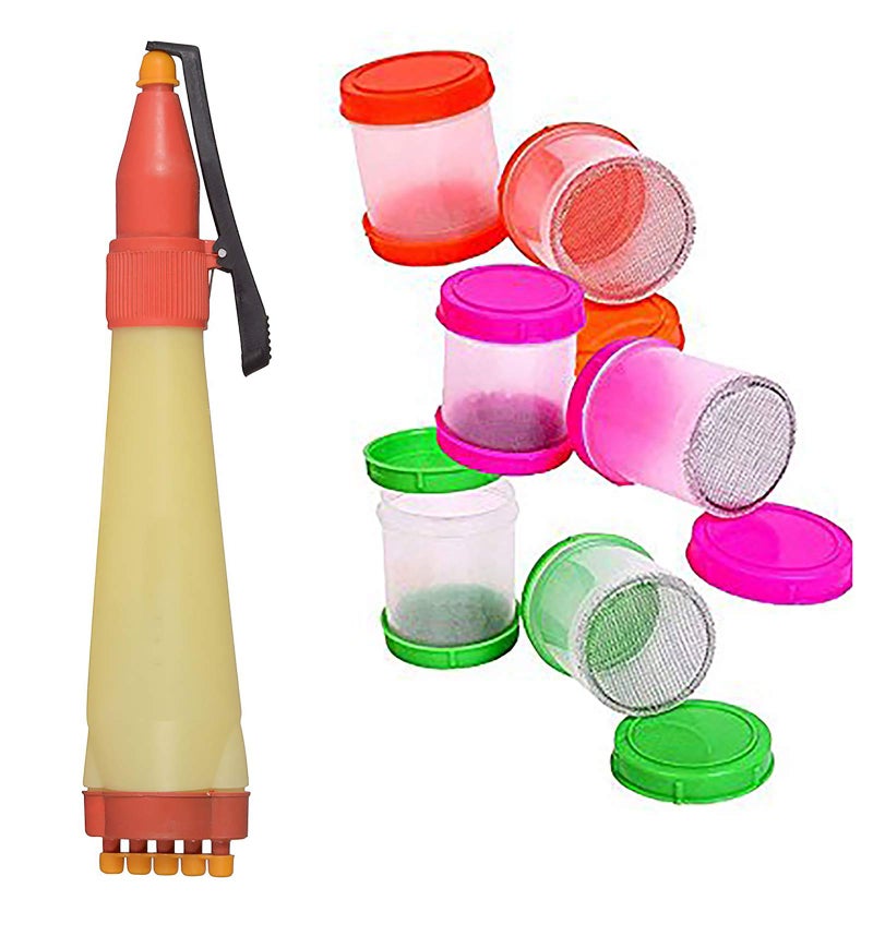 Ascension � Design Creativity Diwali Floor Rangoli Art 6 Rangoli Plastic Filler with 1 Rangoli Outliner Pen Rangoli Making Tool for Rangoli Making - Image 1
