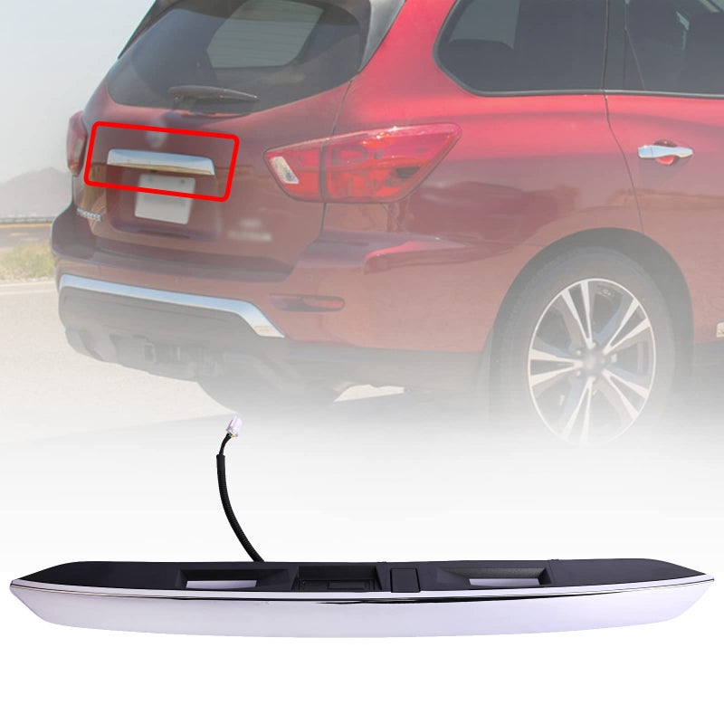 مقبض قفل باب صندوق السيارة الخلفي Getfarway بدون كاميرا 908109PG0A متوافق مع نيسان باثفايندر 2013 2014 2015 2016 2017 2018 2019 مقبض رفع الباب الخلفي كروم