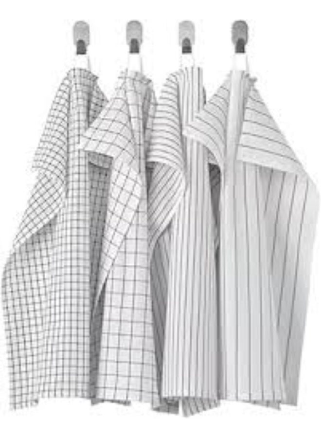 IKEA (IKEA) طقم مناشف شاي، أبيض/رمادي داكن، بنقوش، عبوة من 4 قطع، 45×60 سم - Image 1