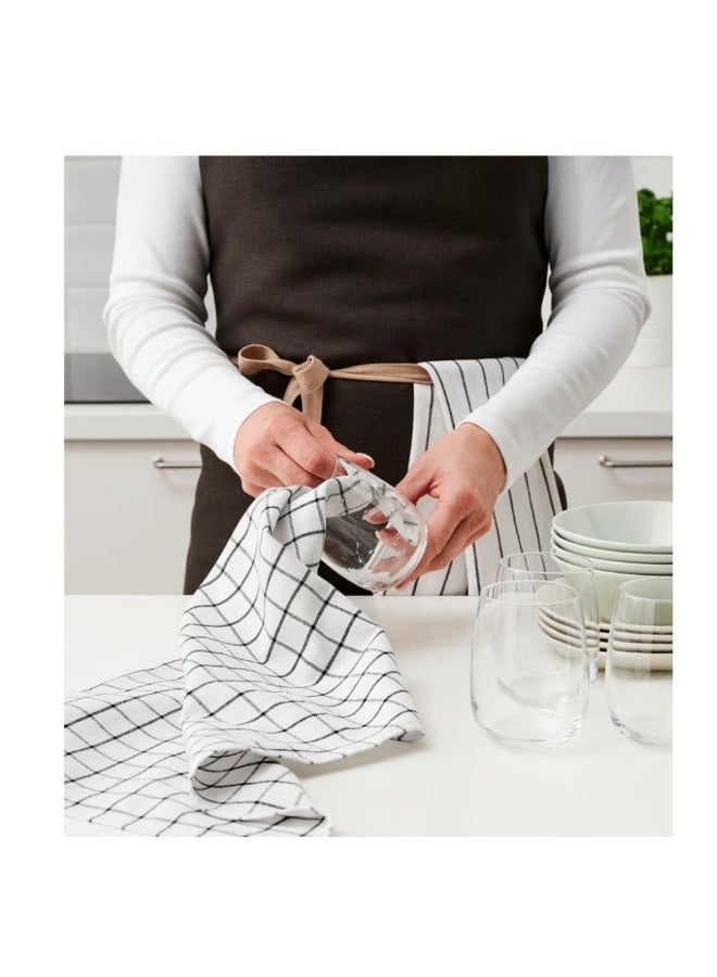 IKEA (IKEA) طقم مناشف شاي، أبيض/رمادي داكن، بنقوش، عبوة من 4 قطع، 45×60 سم - Image 3
