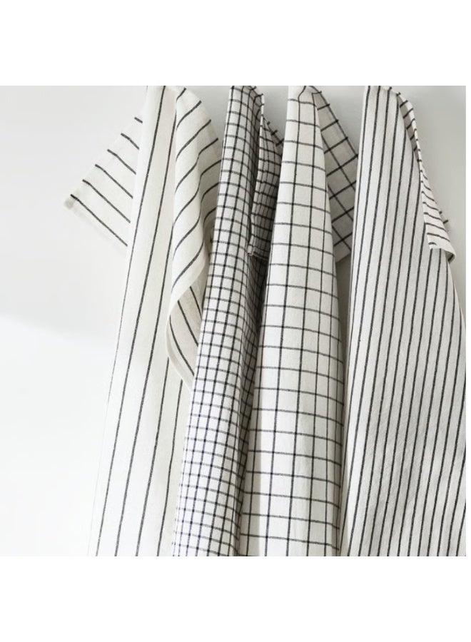 IKEA (IKEA) طقم مناشف شاي، أبيض/رمادي داكن، بنقوش، عبوة من 4 قطع، 45×60 سم - Image 5