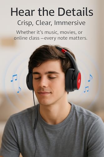 ADOOPE USB C Wired OverEar Headphones with Mic HiFi Stereo Sound NoiseIsolating Ear Cups Comfortable Fit for iPhone1516 Samsung Galaxy S24S23 TypeC Phones Tablets BlackRed - Image 3