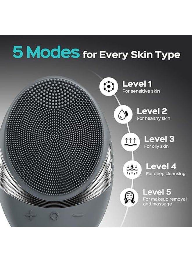 COSLUS Silicone Face Scrubber: Electric Waterproof Face Wash Brush Pore Cleansing Brush - Image 3