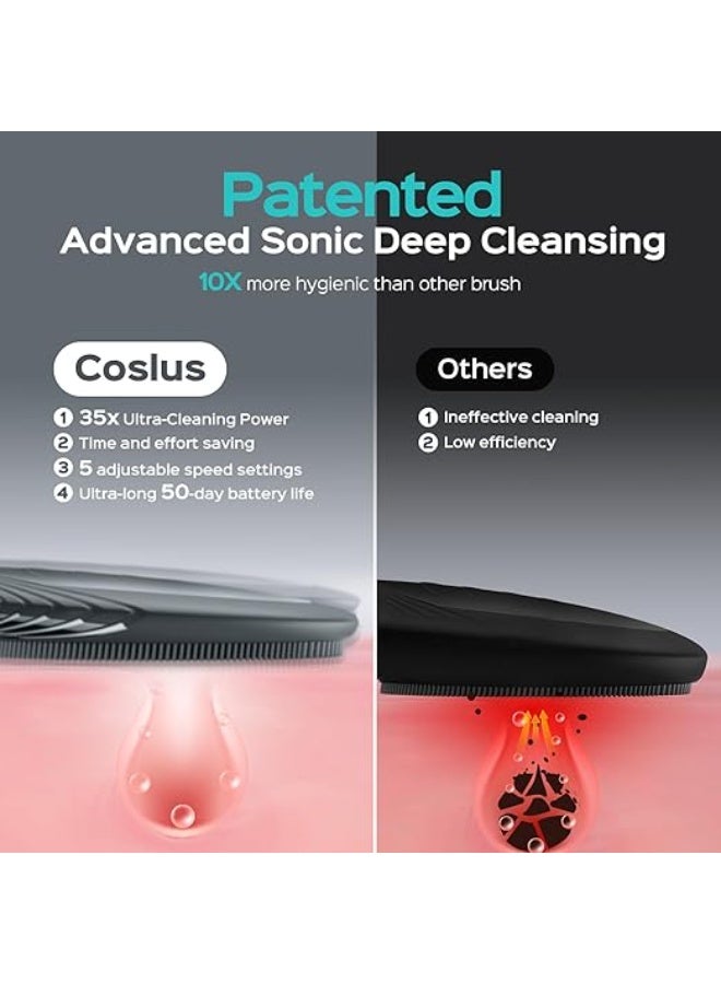 COSLUS Silicone Face Scrubber: Electric Waterproof Face Wash Brush Pore Cleansing Brush - Image 2