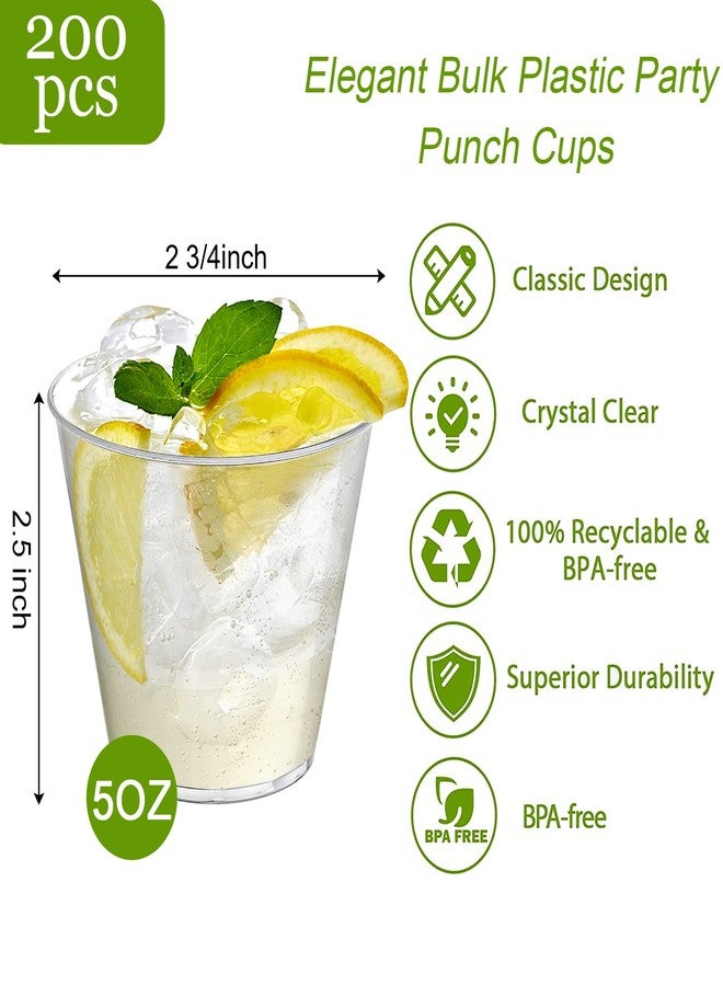 Tebery 200 Pack Small Clear Plastic Tumblers Cups, 5oz Hard Disposable Cups Bulk Plastic Party Punch Cups - Image 2