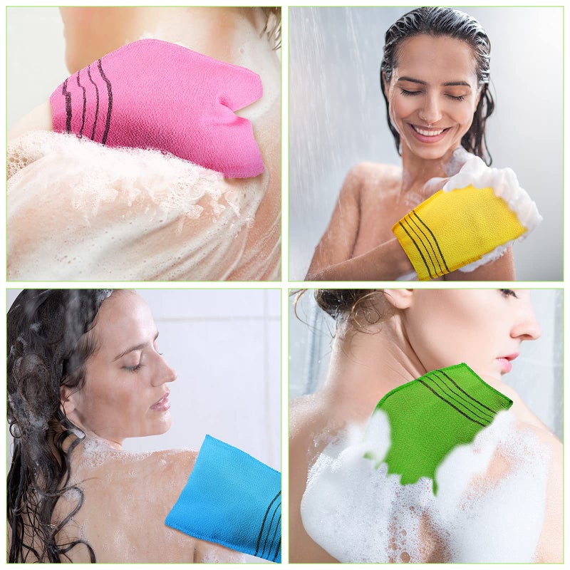 Tatuo 12 Pieces Korean Exfoliating Mitt Exfoliating Cloth Towel Korean Style Body Scrub Korean Style Scrubbing Cloth Bath Body Exfoliating Scrub Towel(Yellow, Green, Blue, Pink, Small) - Image 4