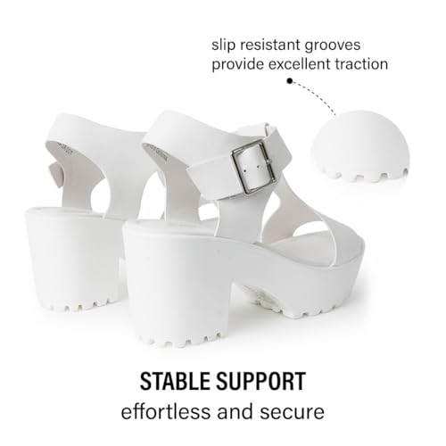 J. Adams Corby Platform Sandals Heeled Sandals for Womens - T-Strap Chunky Mid Heel Sandal Wedges for Women - Women's Footwear Platform Shoes - Summer Shoes for Women - Image 4