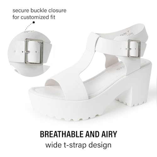 J. Adams Corby Platform Sandals Heeled Sandals for Womens - T-Strap Chunky Mid Heel Sandal Wedges for Women - Women's Footwear Platform Shoes - Summer Shoes for Women - Image 5