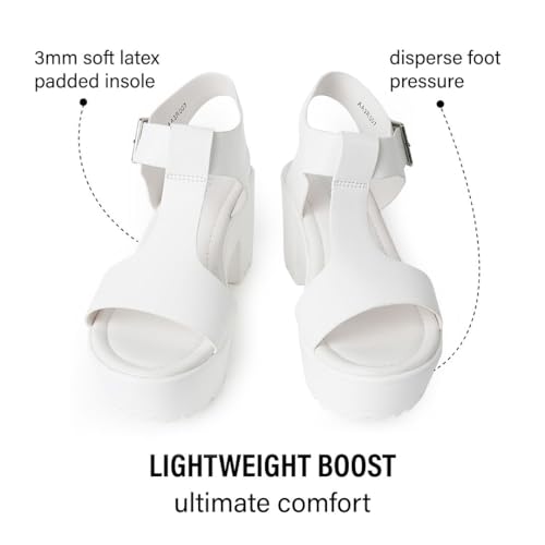 J. Adams Corby Platform Sandals Heeled Sandals for Womens - T-Strap Chunky Mid Heel Sandal Wedges for Women - Women's Footwear Platform Shoes - Summer Shoes for Women - Image 3