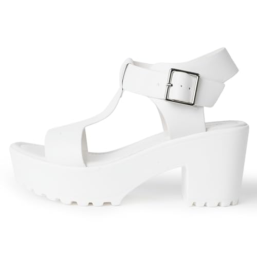 J. Adams Corby Platform Sandals Heeled Sandals for Womens - T-Strap Chunky Mid Heel Sandal Wedges for Women - Women's Footwear Platform Shoes - Summer Shoes for Women - Image 2
