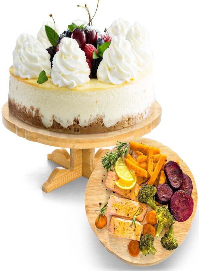 Eorbow 12 Inch Bamboo Cake Stand, One-Tier Wedding Cupcake Holder, Rustic Dessert Riser with Anti-Slip Pads, Cake Pedestal Plate for Birthday, Tea Party, Baby Shower - Image 1