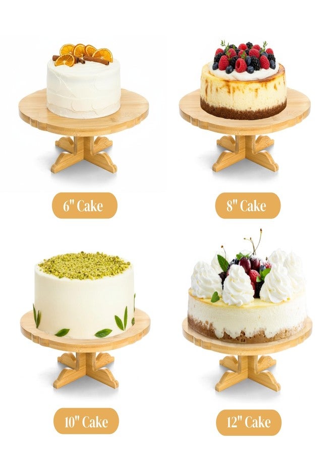 Eorbow 12 Inch Bamboo Cake Stand, One-Tier Wedding Cupcake Holder, Rustic Dessert Riser with Anti-Slip Pads, Cake Pedestal Plate for Birthday, Tea Party, Baby Shower - Image 3