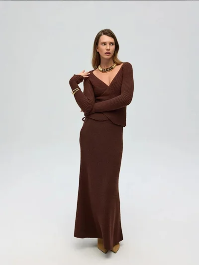 Mai Collection MAI STUDIOS Fluff Tie Up Top-Skirt Set