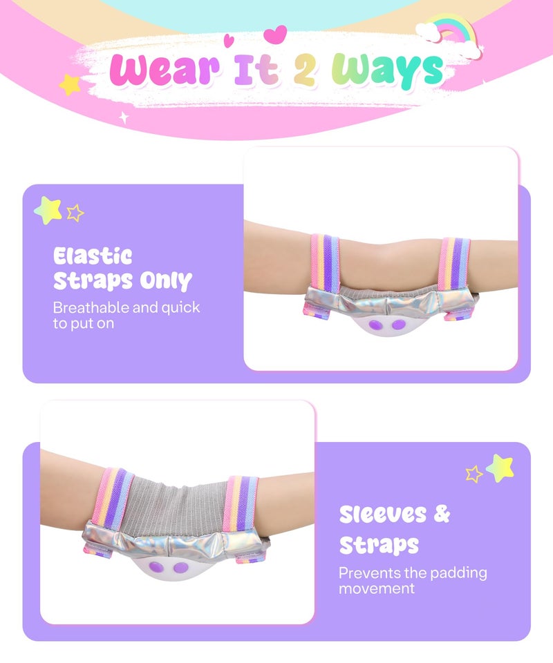 ZOOBLISS Knee Pads for Kids - ZOOBLISS Toddler Knee and Elbow Pads Set Wrist Guards for Skating Girls Aged 3-12, Kids Protective Gear for Roller Skates Skateboard Bike Scooter, Included Drawstring Bag(Rainbow) - Image 5