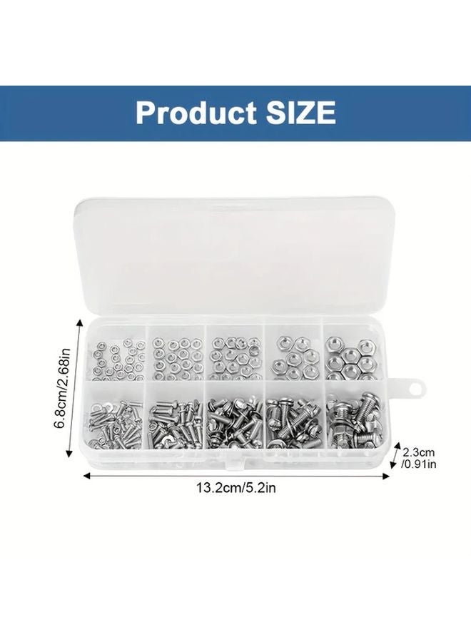 320 قطعة مجموعة صواميل وبراغي سداسية M2 M2.5 M3 M4 M5 مجموعة مسامير وصواميل مقياس مترية - Image 5
