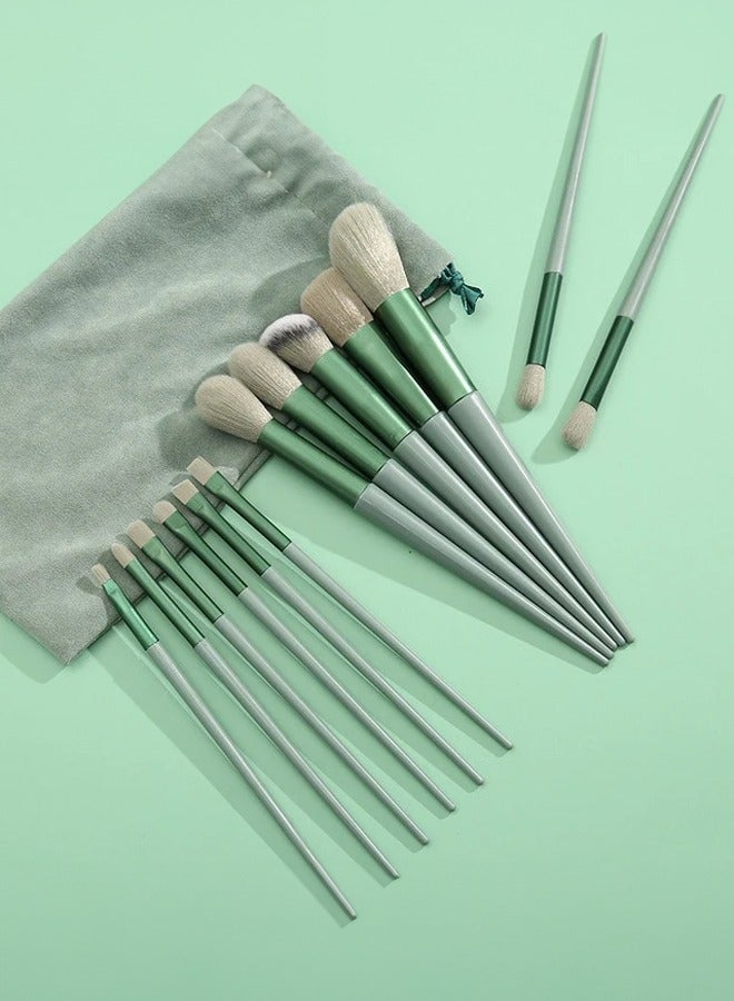 Generic 13pcs Makeup Brush Set Beginners Loose Powder Eyeshadow Lip Concealer Blush Foundation Soft Hair Beauty Seasons Green Brush  - Image 1