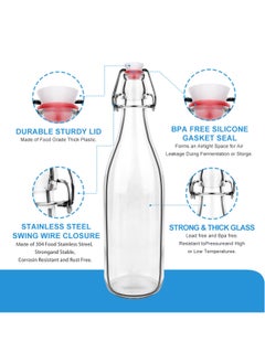 SKYLINK 8Pack 32oz Glass Bottles with Flip-Top Lids – Reusable Airtight Beverage Storage Bottles for Juices, Infused Water, and Dressings – Includes Funnels, Labels & Extra Seals  - Image 3