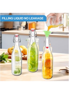 SKYLINK 8Pack 32oz Glass Bottles with Flip-Top Lids – Reusable Airtight Beverage Storage Bottles for Juices, Infused Water, and Dressings – Includes Funnels, Labels & Extra Seals  - Image 5