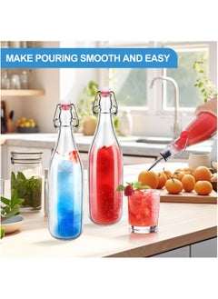 SKYLINK 8Pack 32oz Glass Bottles with Flip-Top Lids – Reusable Airtight Beverage Storage Bottles for Juices, Infused Water, and Dressings – Includes Funnels, Labels & Extra Seals  - Image 4