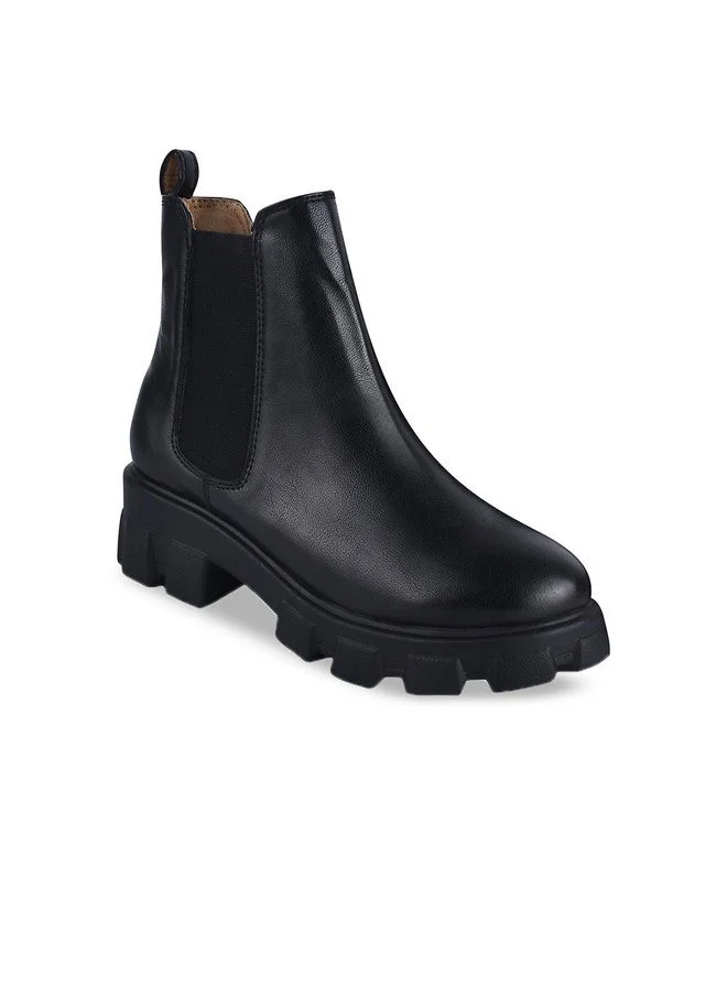 Shoetopia Shoetopia Women's Chunky Chelsea Boots –  Ankle Booties with Lug Sole, Slip-On Elastic Side Panels, Stylish Fall/Winter Footwear