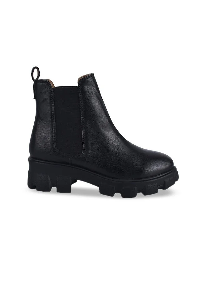 Shoetopia Shoetopia Women's Chunky Chelsea Boots –  Ankle Booties with Lug Sole, Slip-On Elastic Side Panels, Stylish Fall/Winter Footwear
