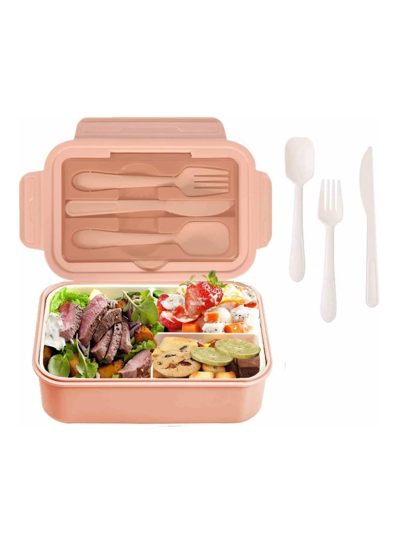 ويكوفين Bento Lunch Box Containers for Kids/Adults Brown Cute Bento Box,Salad Container with Fruit Picks Muffin Silicone Cup,Bento Boxes with Leak Proof,Microwavable Dinner Box Utensils (Pink) - Image 1
